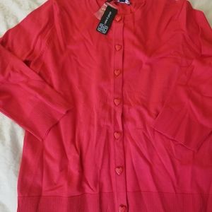 NWT Heart buttons womens lightweight cardigan XL vintage retro